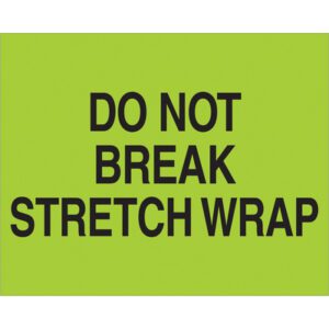 The MH-USA 8 x 10 labels, Do Not Break Stretch Wrap, come in fluorescent green with bold black text and are available in rolls of 250.