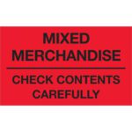 The MH-USA 3 x 5 - Mixed Merchandise - Check Contents Carefully labels in fluorescent red are crucial for reminding to check contents, with 500 labels per roll.