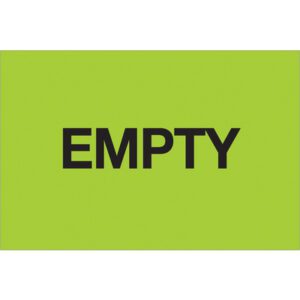 A green background showcases the bold black word EMPTY, similar to MH-USA 2 x 3 - Empty (Fluorescent Green) Labels, available in rolls of 500.