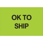 The MH-USA 2 x 3 fluorescent green labels with bold OK TO SHIP text are ideal for highlighting packages, ensuring they stand out and reach their destination clearly. Available in rolls of 500.