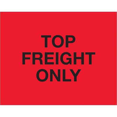 DL1229.jpg The MH-USA 8 x 10 labels, fluorescent red with bold black text, read Top Load Freight Only.
