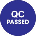 QC Passed is shown in white on a blue circle, matching the MH-USA 1 Circle - QC Passed Blue Labels (500/Roll).