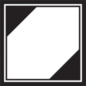 The MH-USA 4 1/4 x 4 1/4 regulated labels feature a diagonal white square within a black square, creating black triangles at its edges.
