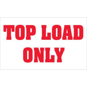In bold red on white, TOP LOAD ONLY appears, similar to the MH-USA 3 x 5 - Top Load Only Labels (500/Roll).