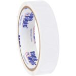 A roll of MH-USA 3/4 Circles - Clear Removable Labels (500/Roll) is displayed, featuring circular white stickers with an inner core labeled tape logic. The roll appears nearly full with the labels attached to a continuous strip.