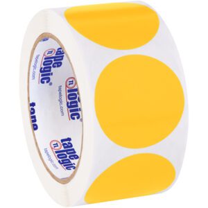 A roll of MH-USA 2 Circles - Fluorescent Orange Removable Labels (500/Roll) provides a bright contrast. The tape logic branding inside the roll ensures quality and reliability with every use.