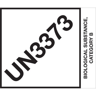 DL1404.jpg The MH-USA 4 x 4 3/4 labels feature UN3373 in bold black diagonally on a white background with a black border, and Biological Substance, Category B in capital letters to the right. They are available in rolls of 500.