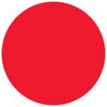 A solid red circle, similar to the MH-USA Fluorescent Red Removable Labels, is centered on a clean white background.