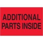 The MH-USA 2 x 3 labels, featuring Additional Parts Inside in bold black on fluorescent red, are perfect for package marking and come in rolls of 500 to ensure youre always stocked.
