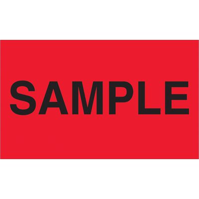 DL2781.jpg A bright red rectangle similar to the MH-USA 3 x 5 - Sample (Fluorescent Red) Labels, with SAMPLE in bold black letters at the center, akin to rolls of 500.