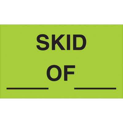 DL3371.jpg The MH-USA 3 x 5 fluorescent green labels read Skid __ of __ in bold black, and come in rolls of 500, making marking tasks bright and efficient.