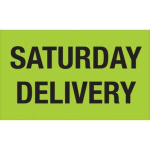 The MH-USA 3 x 5 Saturday Delivery fluorescent green labels, with 500 per roll, boldly ensure your packages stand out.
