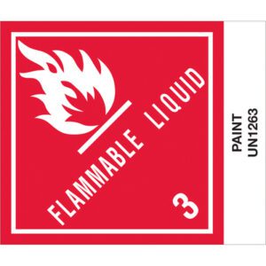 The MH-USA 4 x 4 3/4 Paint labels feature a red and white design with a flame icon, FLAMMABLE LIQUID text, and the number 3. Each roll contains 500 labels, marked PAINT UN1263, for your safety needs.