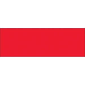 A simple, solid red rectangle, like the vibrant hue of MH-USA Fluorescent Red 3 x 9 Inventory Rectangle Labels (250/Roll), stands out against a white backdrop.