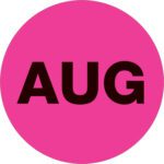 The MH-USA 2 Circle AUG labels in fluorescent pink, with AUG printed in black, are ideal for organizing by month. With 500 labels per roll, they add vibrant color to your labeling needs for August.