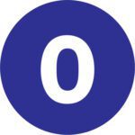 A bold white number 0 is centered on a solid blue circle, similar to the MH-USA 1 Circle - 0 (Dark Blue) Number Labels, which come in rolls of 500.