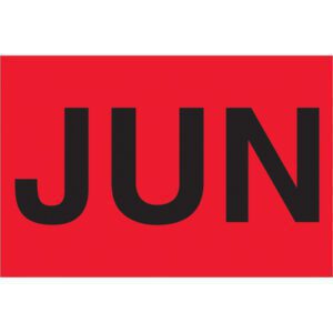 Featuring a red background and bold black JUN text, reminiscent of MH-USAs fluorescent red 2 x 3 Month Labels. Perfect for making a statement or organizing stylishly and efficiently.