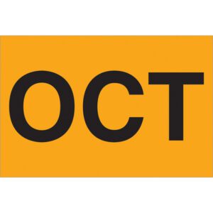 The MH-USA 2 x 3 OCT (Fluorescent Orange) Months of the Year Labels feature bold, black letters and come with 500 labels per roll.