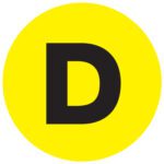 A bold black D in a vibrant fluorescent yellow circle draws attention on the MH-USA 2 Circle - D Letter Labels. With 500 per roll, theyre perfect for any labeling task.