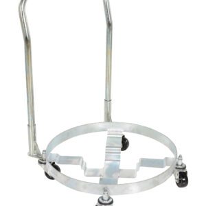 The Vestil Multi-Purpose Quad Drum Dolly W/Handle Hr 900 Lb is ideal for moving large cylindrical objects. Its sturdy circular frame and four swivel casters allow it to effortlessly handle up to 900 lbs.