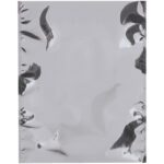 The MH-USA 18 x 24 Moisture Barrier Bags (100/Case) are shiny silver metallic foil pouches with crinkled edges and smooth surfaces, designed to protect contents from moisture.