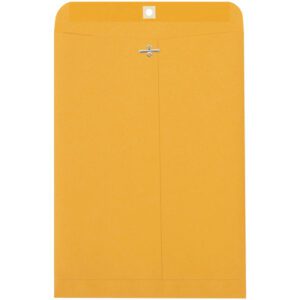 The 9 1/4 x 14 1/2 Kraft Clasp Envelopes (500/Case) feature a secure button and string closure, providing reliable durability in a convenient case of 500 for all your organizational needs.