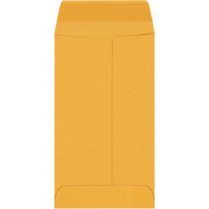 A large brown kraft paper envelope with a closed flap is seen from the back against a white background. Its part of the 3 1/8 x 5 1/2 Kraft Gummed Envelopes (5000/Case) and ideal for mailing needs.