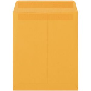 A large Kraft Redi-Seal envelope, 9 1/2 x 12 1/2, with a top flap, is sealed and looks empty. The plain brown color stands out against a white background, resembling those in a pack of 500 per case.