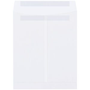 The freestanding bathroom vanity in white features a clean, minimalist design with two smooth, handleless doors and a glossy surface. Its modern appeal is similar to MH-USAs precise 9 1/2 x 12 1/2 White Redi-Seal Envelopes (500/Case).