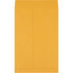 A plain, large manila envelope with a V-shaped flap is shown, resembling the 12 1/2 x 18 1/2 Kraft Jumbo Envelopes (100/Case), made of standard brown paper for mailing documents or organizing papers.