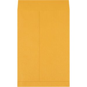 A plain, large manila envelope with a V-shaped flap is shown, resembling the 12 1/2 x 18 1/2 Kraft Jumbo Envelopes (100/Case), made of standard brown paper for mailing documents or organizing papers.
