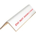 The MH-USA 2 x 2 x 48 .160 DO NOT DOUBLE STACK Edge Protector is a white cardboard tool used to support and separate stacked items; it is durable and comes with 2240 protectors per skid.