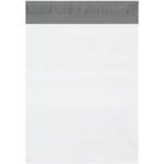 The MH-USA 13 x 16 x 2 Expansion Poly Mailers (100/Case) have a clear sleeve with a gray adhesive strip, perfect for packaging or storage. Their translucent design allows easy viewing of contents, offering both convenience and functionality.