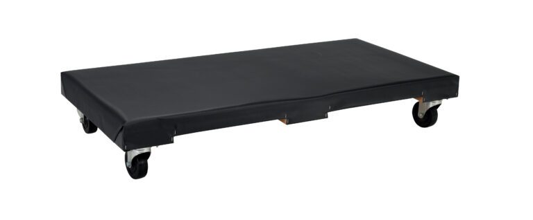 FDOL-2448-12_A.jpg The Vestil Hardwood Dolly Vinyl Cover 1.2K 24 X 48 features a low-profile rectangular design with four swivel caster wheels, a cushioned vinyl cover, measures 24 x 48 inches, and holds up to 1.2K lbs, making it ideal for moving heavy or bulky items in warehouse or industrial settings.