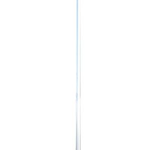 A tall, sleek Vestil Stainless Steel Flagpole 25 Ft Height stands vertically against a white background. Smooth and shiny with a circular base for stability, there are no flags attached.