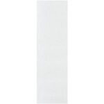 A simple white vertical rectangle with a subtle texture, like the MH-USA 3 x 10 Flush Cut Foam Pouches (500/Case) against a white background, captures the essence of an elongated yoga mat or similar functional item.