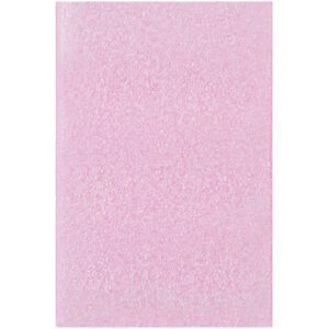 A pink rectangular surface with a glittery finish reflects the sparkle of the MH-USA 4 x 6 Anti-Static Flush Cut Foam Pouches (500/Case), blending style and practicality.