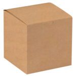 A plain, cube-shaped 6 x 6 x 6 Kraft Gift Box with a tucked flap is shown against a white background. Ideal for shipping or storage, it comes in cases of 100.