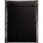 The MH-USA 9 x 11 1/2 Black Glamour Bubble Mailers feature a reflective hexagonal bubble surface and come in cases of 100, ideal for adding style to deliveries against a plain backdrop.