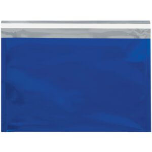 The MH-USA 9 1/2 x 12 3/4 Blue Metallic Glamour Mailers feature a striking blue color, a silver peel-and-seal strip for security, and offer both durability and style. Available in cases of 250.