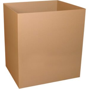 A large, open, plain brown cardboard box resembling the MH-USA 48 x 40 x 48 Gaylord Bottom (5/Bundle) stands upright on a white background, appearing empty and unmarked on its exterior.