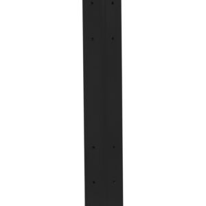 The 42-inch Vestil Rigid Tube Post in black features a sleek rectangular design with multiple side holes, mounted on a sturdy square base for functionality and visual appeal.