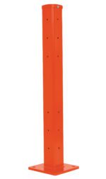 The Vestil 42 Drop-In Style Orange Rigid Tube Post has a square base and vertical holes, ideal for protection or traffic control.