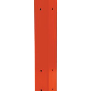 The Vestil Rigid Tube Post 42 In Bolt-On Style Orange, featuring a square base with multiple holes, is ideal for construction or industrial use. It stands 42 inches tall in a vibrant orange color, shown vertically against a white background.