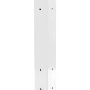The Vestil Rigid Tube Post 42 In Bolt-On Style White is a tall metal structure, rectangular in shape, and 42 inches high. It has evenly spaced holes on one side and stands securely on a square base.