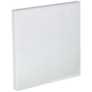 Image of the MH-USA 4 - 1 Gallon Plastic Jug Foam Insert (48/Case), a square foam board with a textured surface, displayed on a plain white background. Its angled to show its thickness and rigid structure, suggesting it is lightweight.