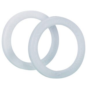 The MH-USA Locking Ring for Quart Paint Can (100/Case) features two translucent interlocking silicone O-rings with slightly embossed text, shown against a plain white background.