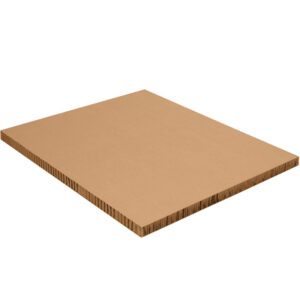 A 48 x 96 x 2 MH-USA honeycomb sheet with visible edge ridges is shown on a white background, highlighting its layered structure, similar to the standard packaging of 20 sheets per skid.