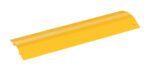 A yellow plastic speed bump, featuring a ribbed texture and slight curve, is designed like the Vestil Extruded Alum Hose/Cable Crossover 24Yel for enhanced durability and safety for vehicles and pedestrians; isolated on a white background.