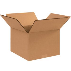 A bundle of MH-USA 12 x 9 x 9 Double Wall Boxes (15/Bundle) is shown with sturdy brown flaps folded outward against a white background.
